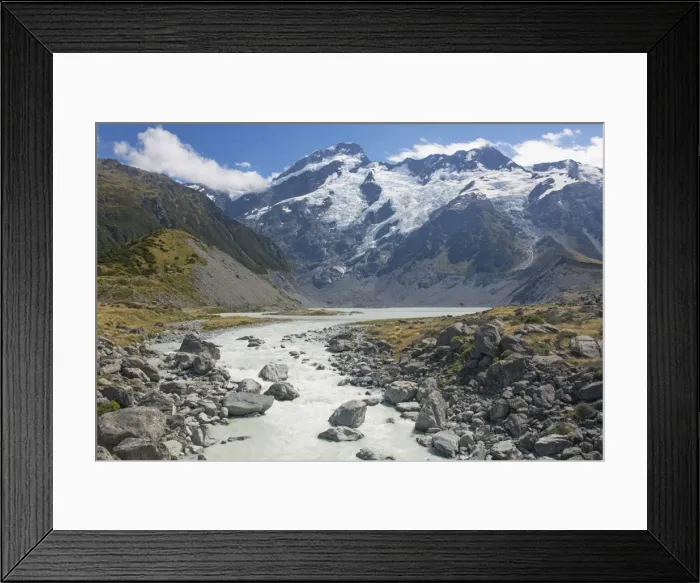 Framed Print : View along the Hooker River to Mount Sefton, Aoraki (Mount Cook) National Park, UNESCO Framed Print : View along the Hooker River to Mount Sefton, Aoraki (Mount Cook) National Park, UNESCO