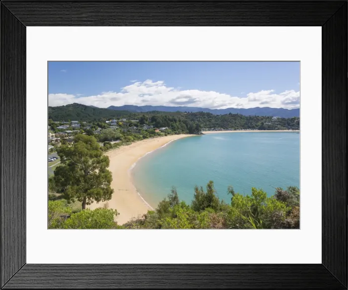 Framed Print : View from hillside over the sandy beach at Little Kaiteriteri, Kaiteriteri, Tasman Framed Print : View from hillside over the sandy beach at Little Kaiteriteri, Kaiteriteri, Tasman