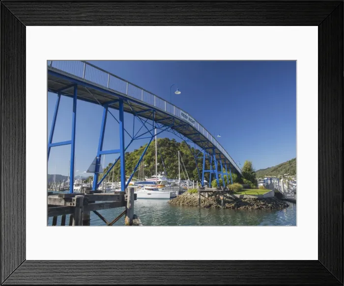 Framed Print : The Coathanger Bridge spanning the marina, Picton, Marlborough, South Island, New Zealand Framed Print : The Coathanger Bridge spanning the marina, Picton, Marlborough, South Island, New Zealand