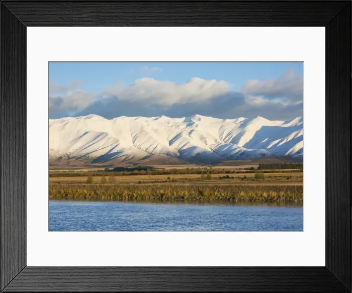 Framed Print : The Ben Ohau Range cloaked in autumn snow, the Pukaki Canal in foreground, Twizel Framed Print : The Ben Ohau Range cloaked in autumn snow, the Pukaki Canal in foreground, Twizel