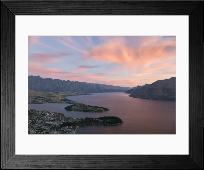 Framed Print : Pink clouds over Lake Wakatipu and the Remarkables, dusk, Queenstown, Queenstown-Lakes district Framed Print : Pink clouds over Lake Wakatipu and the Remarkables, dusk, Queenstown, Queenstown-Lakes district