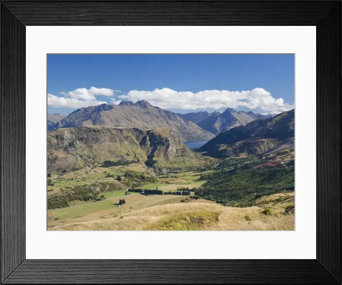 Framed Print : View towards Lake Wakatipu from the Coronet Peak road, Queenstown, Queenstown-Lakes district Framed Print : View towards Lake Wakatipu from the Coronet Peak road, Queenstown, Queenstown-Lakes district