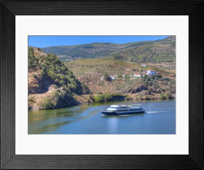 Framed Print : Tourist boat, vineyards and the Douro River, Alto Douro Wine Valley, UNESCO World Heritage Site Framed Print : Tourist boat, vineyards and the Douro River, Alto Douro Wine Valley, UNESCO World Heritage Site
