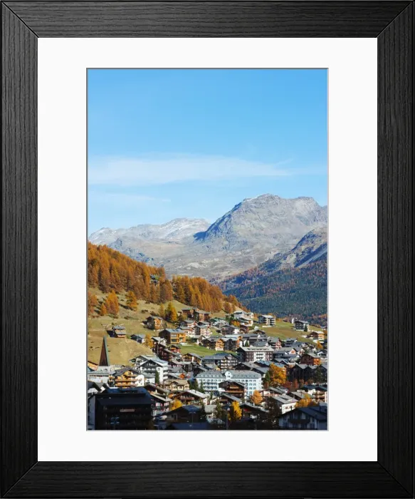 Framed Print : Ss Fee resort in autumn, Valais, Swiss Alps, Switzerland, Europe Framed Print : Ss Fee resort in autumn, Valais, Swiss Alps, Switzerland, Europe