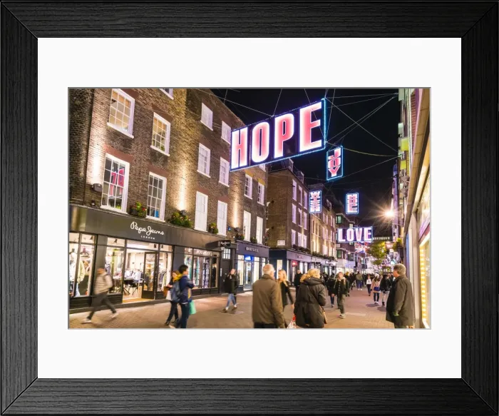 Framed Print : Alternative festive Christmas lights in Carnaby Street, Soho, London, England, United Kingdom Framed Print : Alternative festive Christmas lights in Carnaby Street, Soho, London, England, United Kingdom