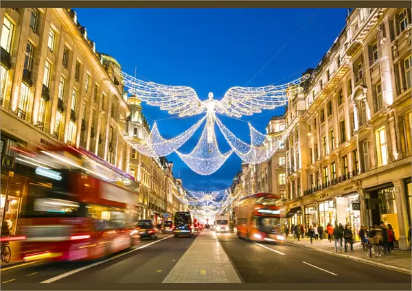 Festive Christmas lights in Regent Street in 2016, London, England, United Kingdom