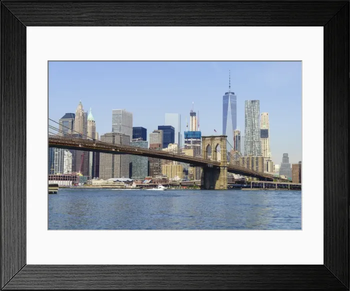 Framed Print : Brooklyn Bridge and Manhattan skyline, New York City, United States of America, North Framed Print : Brooklyn Bridge and Manhattan skyline, New York City, United States of America, North