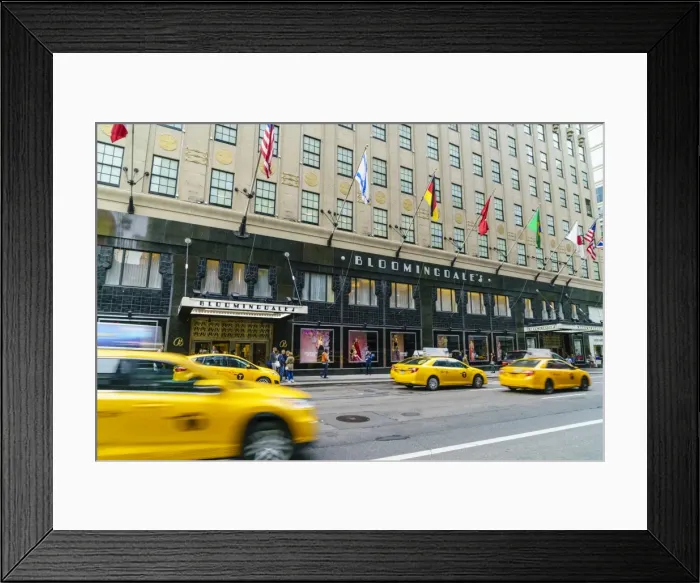 Framed Print : Bloomingdales Department Store and yellow taxi cabs, Lexington Avenue, Manhattan Framed Print : Bloomingdales Department Store and yellow taxi cabs, Lexington Avenue, Manhattan