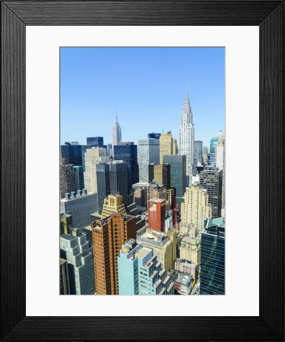 Framed Print : Manhattan skyline, Empire State Building and Chrysler Building, New York City, United Framed Print : Manhattan skyline, Empire State Building and Chrysler Building, New York City, United