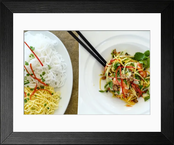 Framed Print : Noodles and seafood with vegetables, Vietnamese food, Vietnam, Indochina, Southeast Asia Framed Print : Noodles and seafood with vegetables, Vietnamese food, Vietnam, Indochina, Southeast Asia