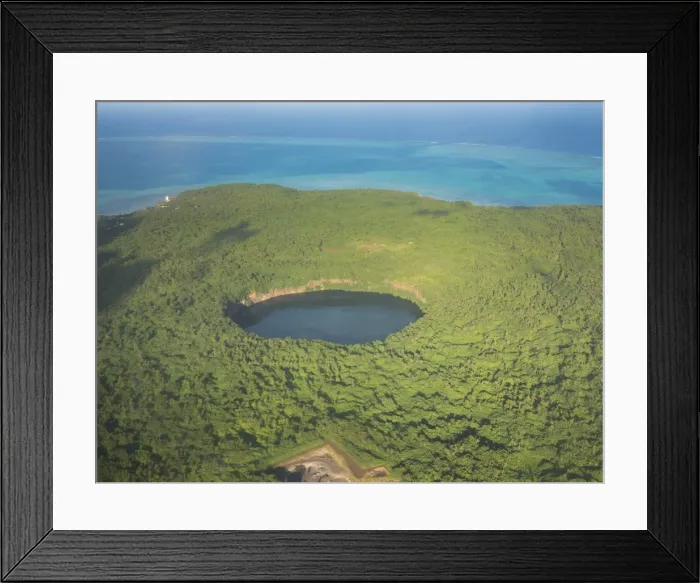Framed Print : Aerial of Lalolalo lake volcanic crater lake, center of Wallis, Wallis and Futuna