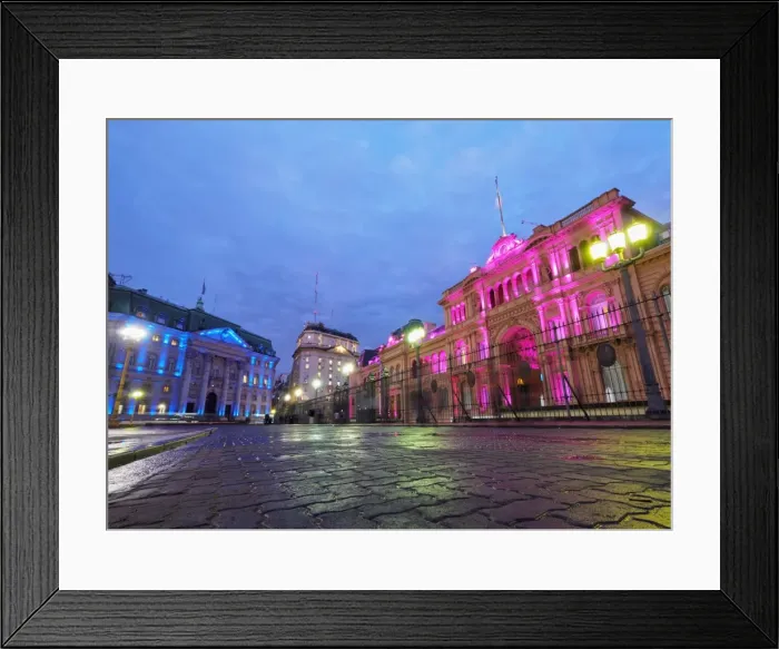 Framed Print : Twilight view of the Casa Rosada and Banco de la Nacion, City of Buenos Aires, Buenos Framed Print : Twilight view of the Casa Rosada and Banco de la Nacion, City of Buenos Aires, Buenos