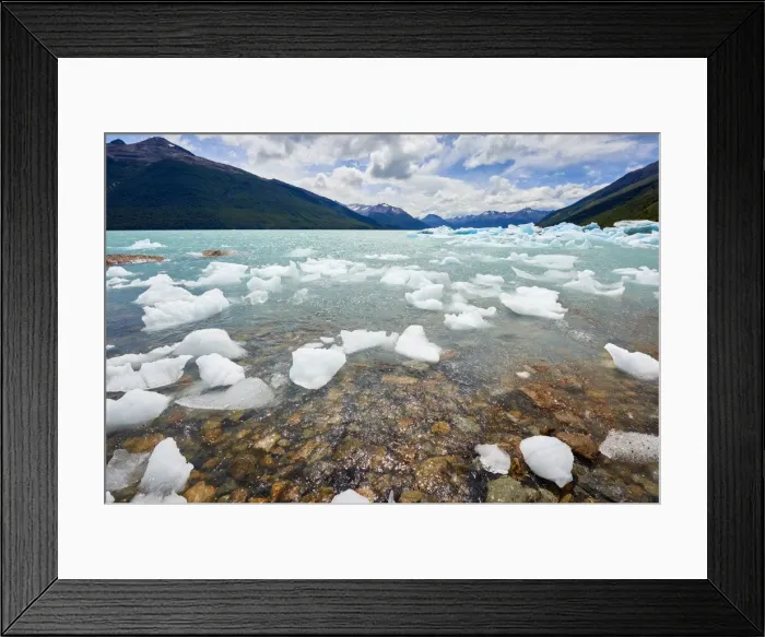 Framed Print : Blocks of ice float in one of the affluents of Lago Argentino, next to Perito Moreno Glacier Framed Print : Blocks of ice float in one of the affluents of Lago Argentino, next to Perito Moreno Glacier