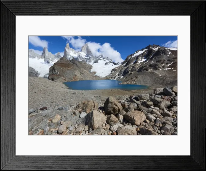 Framed Print : Mount Fitz Roy with Lago de los Tres near its summit in Patagonia, Argentina, South Framed Print : Mount Fitz Roy with Lago de los Tres near its summit in Patagonia, Argentina, South