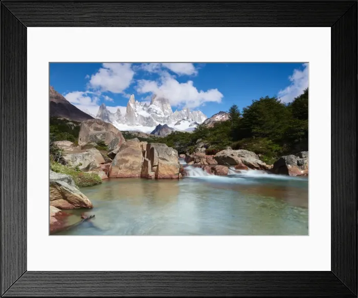 Framed Print : Wide angle long exposure landscape featuring Monte Fitz Roy in the background Framed Print : Wide angle long exposure landscape featuring Monte Fitz Roy in the background