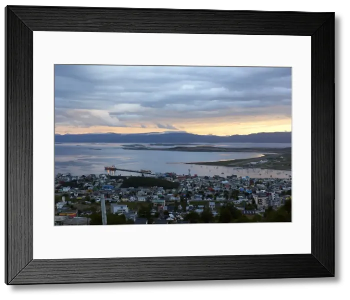 Framed Print : Overview of Ushuaia during sunset, Tierra del Fuego, Argentina, South America Framed Print : Overview of Ushuaia during sunset, Tierra del Fuego, Argentina, South America