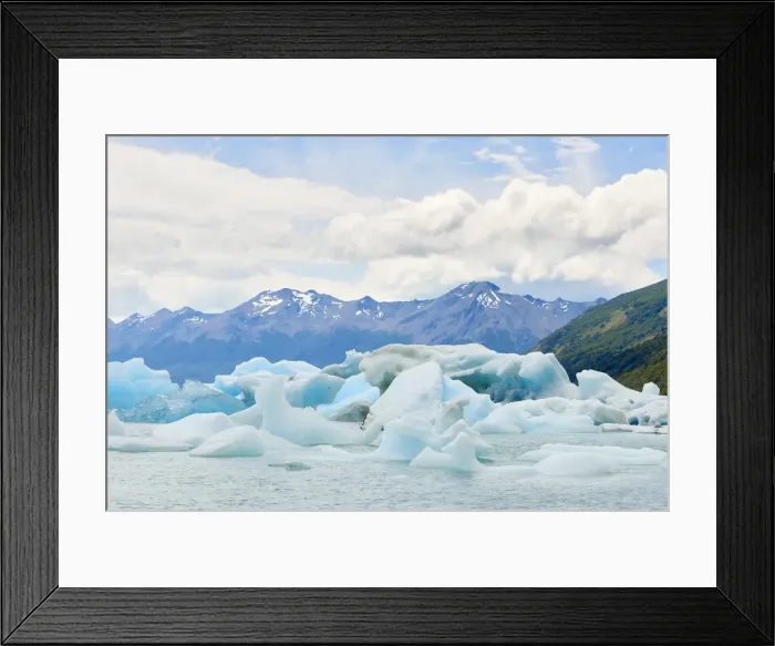 Framed Print : Blocks of ice float in one of the affluents of Lago Argentino, next to Perito Moreno Glacier Framed Print : Blocks of ice float in one of the affluents of Lago Argentino, next to Perito Moreno Glacier