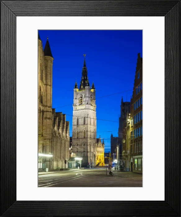 Framed Print : Sint-Niklskerk (Saint Nicholas Church) and Het Belfort van Gent, a 14th century belfry Framed Print : Sint-Niklskerk (Saint Nicholas Church) and Het Belfort van Gent, a 14th century belfry
