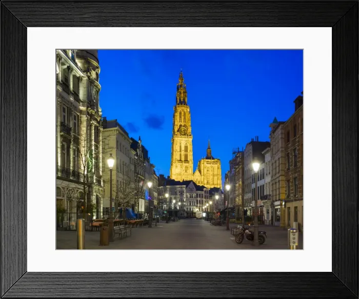 Framed Print : Onze-Lieve-Vrouwekathedraal (Cathedral of Our Lady) and buildings on Suikerrui at dawn Framed Print : Onze-Lieve-Vrouwekathedraal (Cathedral of Our Lady) and buildings on Suikerrui at dawn