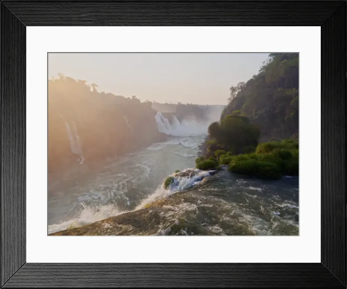 Framed Print : View of the Iguazu Falls at sunset, UNESCO World Heritage Site, Foz do Iguacu, State of Parana Framed Print : View of the Iguazu Falls at sunset, UNESCO World Heritage Site, Foz do Iguacu, State of Parana