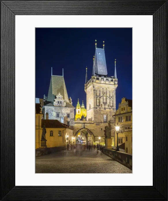 Framed Print : Charles Bridge and buildings in Mala Strana at night, UNESCO World Heritage Site Framed Print : Charles Bridge and buildings in Mala Strana at night, UNESCO World Heritage Site