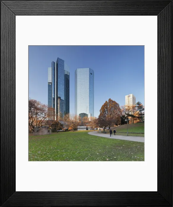Framed Print : Taunusanlage Park with Deutsche Bank and Opernturm skyscraper, Frankfurt, Hesse, Germany Framed Print : Taunusanlage Park with Deutsche Bank and Opernturm skyscraper, Frankfurt, Hesse, Germany