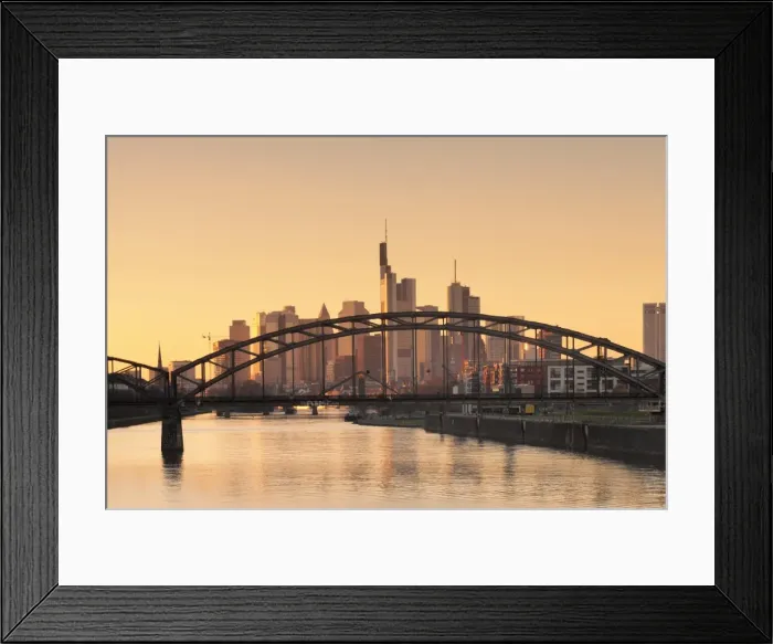 Framed Print : View over Main River to the financial district, skyline of Frankfurt, Hesse, Germany Framed Print : View over Main River to the financial district, skyline of Frankfurt, Hesse, Germany