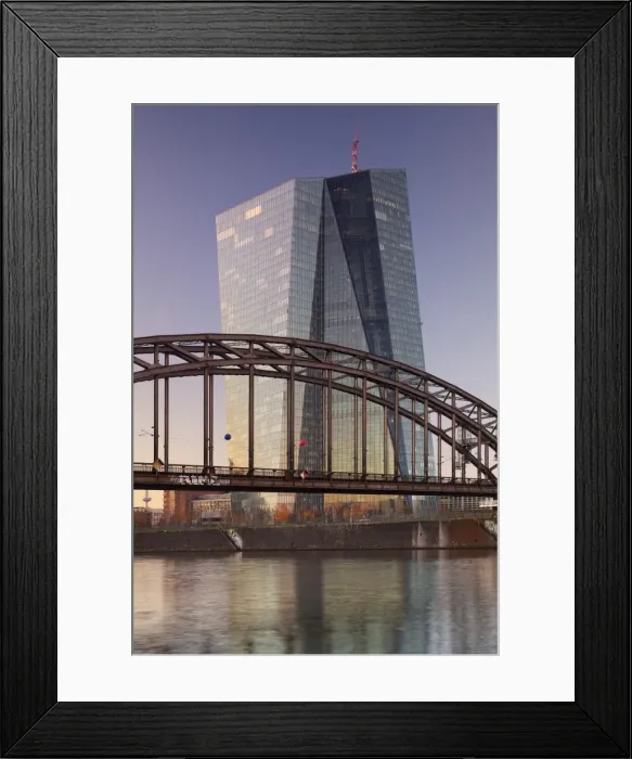 Framed Print : View over Main River to European Central Bank, Frankfurt, Hesse, Germany, Europe Framed Print : View over Main River to European Central Bank, Frankfurt, Hesse, Germany, Europe