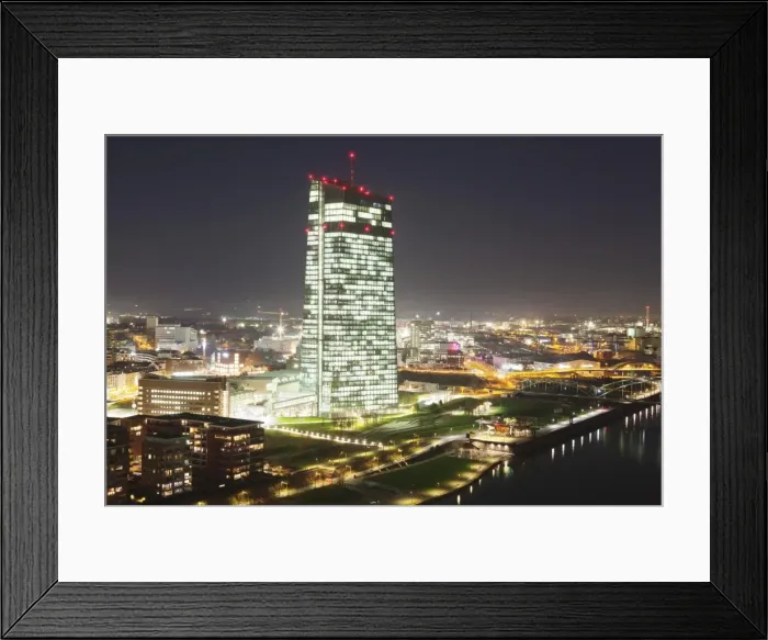 Framed Print : European Central Bank and Osthafen port, Frankfurt, Hesse, Germany, Europe Framed Print : European Central Bank and Osthafen port, Frankfurt, Hesse, Germany, Europe