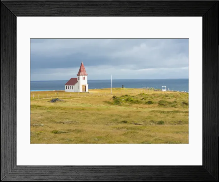 Framed Print : Church by the Sea, Hellnar, Snaefellsnes Peninsula, Iceland, Polar Regions