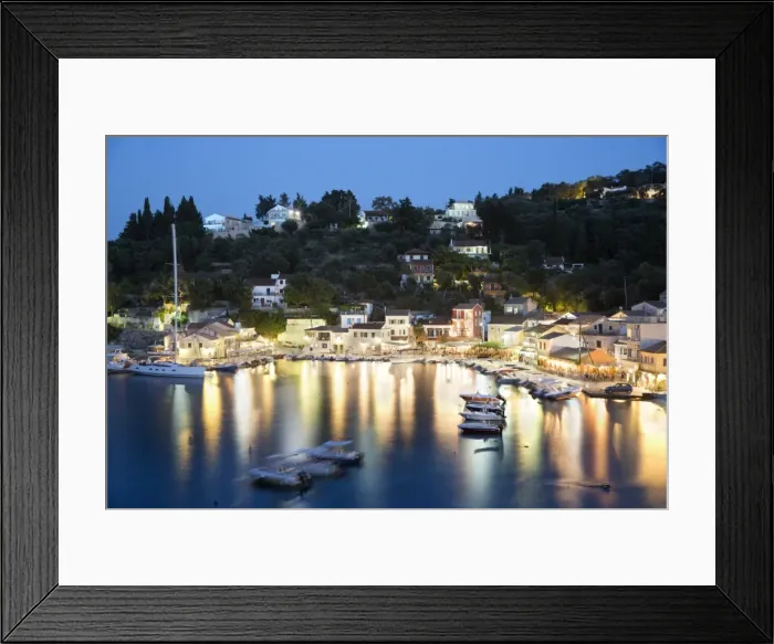 Framed Print : View over harbour at night, Loggos, Paxos, Ionian Islands, Greek Islands, Greece, Europe Framed Print : View over harbour at night, Loggos, Paxos, Ionian Islands, Greek Islands, Greece, Europe