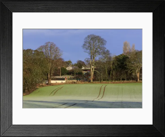 Framed Print : Frost covered farmland, Marlfield Village, County Tipperary, Republic of Ireland, Europe