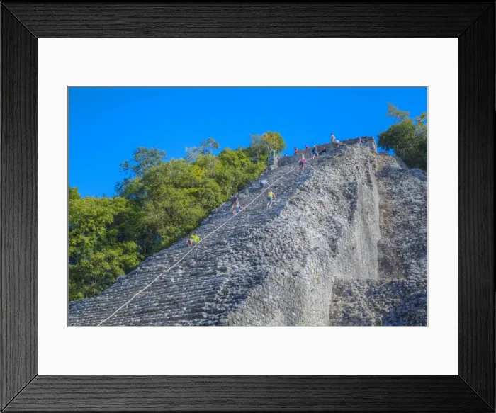 Framed Print : Tourists climbing the temple, Nohoch Mul Temple, Coba, Quintana Roo, Mexico, North Framed Print : Tourists climbing the temple, Nohoch Mul Temple, Coba, Quintana Roo, Mexico, North
