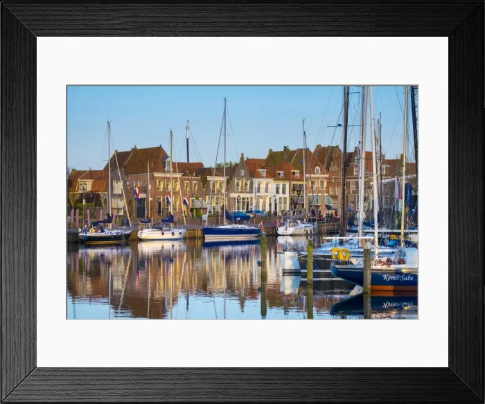Framed Print : Boats moored in front of historic buildings along the Oude Haven (Old Harbor), Enkhuizen Framed Print : Boats moored in front of historic buildings along the Oude Haven (Old Harbor), Enkhuizen