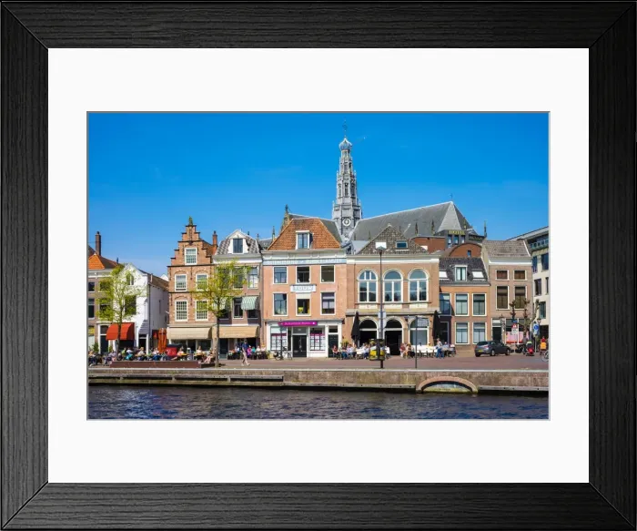 Framed Print : Buildings along the Spaarne River, Haarlem, North Holland, Netherlands, Europe Framed Print : Buildings along the Spaarne River, Haarlem, North Holland, Netherlands, Europe