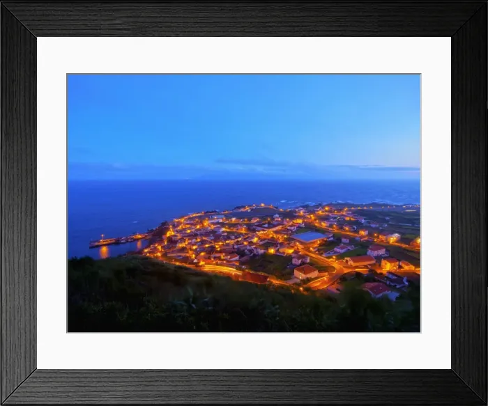 Framed Print : Twilight view of the Vila do Corvo, Corvo, Azores, Portugal, Atlantic, Europe