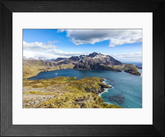 Framed Print : View over Godthul, South Georgia, Antarctica, Polar Regions Framed Print : View over Godthul, South Georgia, Antarctica, Polar Regions