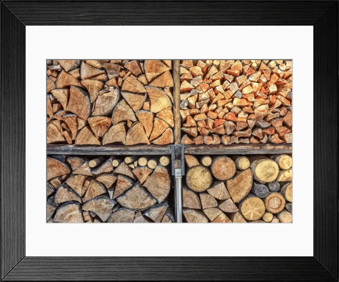 Framed Print : Close up details of firewood stack, Switzerland, Europe Framed Print : Close up details of firewood stack, Switzerland, Europe