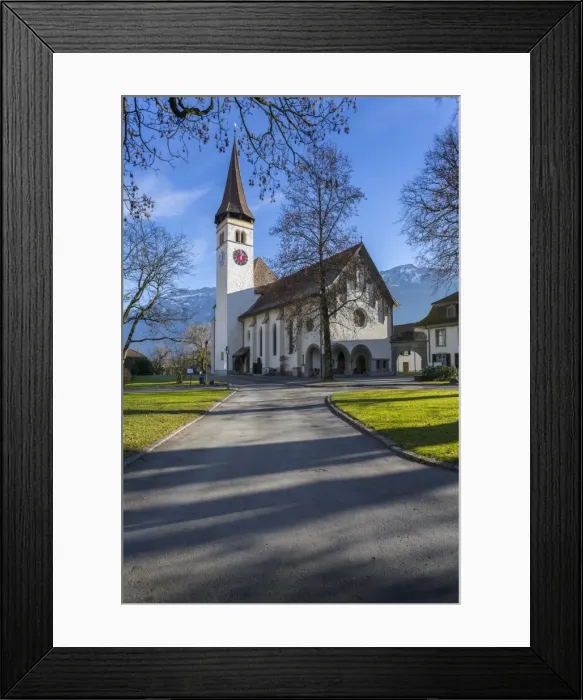 Framed Print : Schlosskirche Interlake, Interlaken, Jungfrau region, Bernese Oberland, Swiss Alps Framed Print : Schlosskirche Interlake, Interlaken, Jungfrau region, Bernese Oberland, Swiss Alps