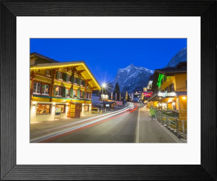 Framed Print : Dorfstrasse and Wetterhorn, Grindelwald village, Jungfrau region, Bernese Oberland Framed Print : Dorfstrasse and Wetterhorn, Grindelwald village, Jungfrau region, Bernese Oberland