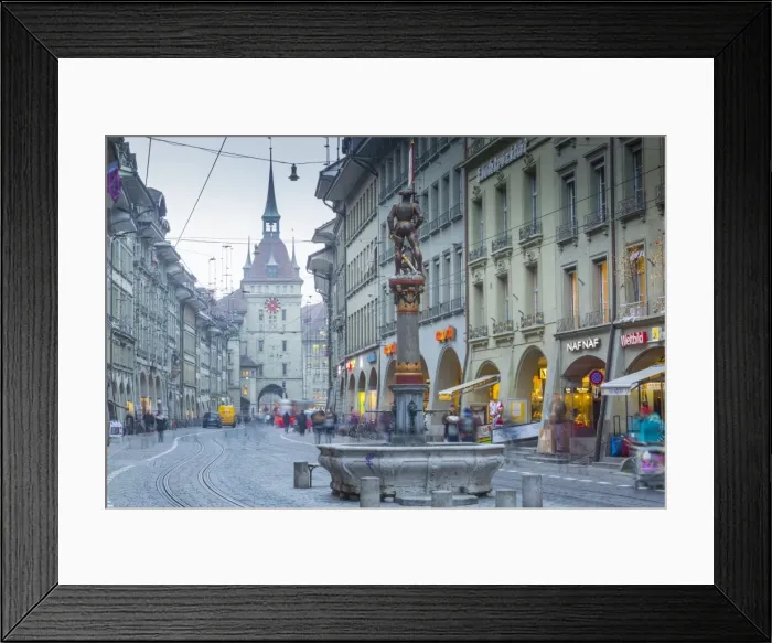 Framed Print : Marktgasse, Bern, Jungfrau region, Bernese Oberland, Swiss Alps, Switzerland, Europe