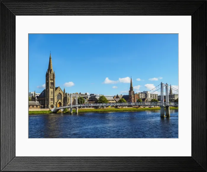 Framed Print : View of the Greig Street Bridge and the Free North Church, Inverness, Highlands, Scotland Framed Print : View of the Greig Street Bridge and the Free North Church, Inverness, Highlands, Scotland