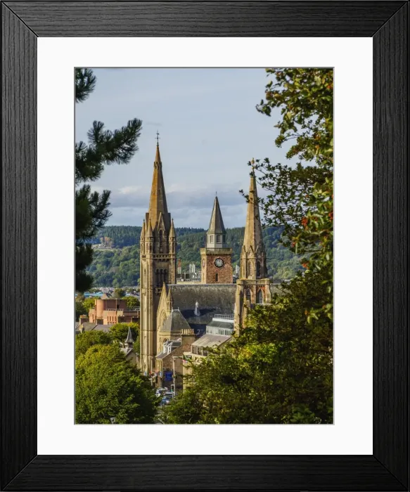 Framed Print : Elevated view of the Church Towers, Inverness, Highlands, Scotland, United Kingdom Framed Print : Elevated view of the Church Towers, Inverness, Highlands, Scotland, United Kingdom
