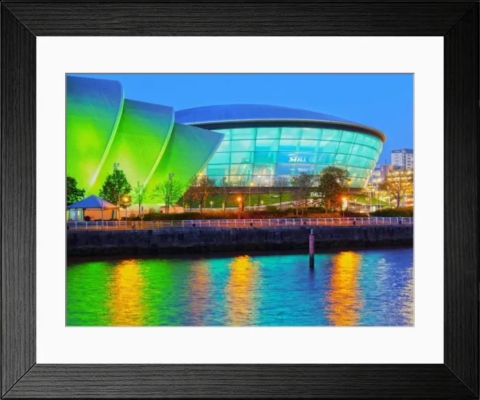Framed Print : Twilight view of The Clyde Auditorium and the Hydro, Glasgow, Scotland, United Kingdom Framed Print : Twilight view of The Clyde Auditorium and the Hydro, Glasgow, Scotland, United Kingdom
