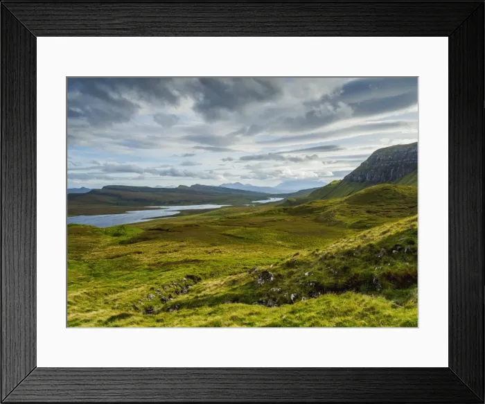 Framed Print : View from The Storr towards the Loch Leathan, Isle of Skye, Inner Hebrides, Scotland Framed Print : View from The Storr towards the Loch Leathan, Isle of Skye, Inner Hebrides, Scotland