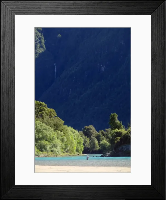 Framed Print : Fisherman on the Puelo River, northern Patagonia, Chile, South America Framed Print : Fisherman on the Puelo River, northern Patagonia, Chile, South America