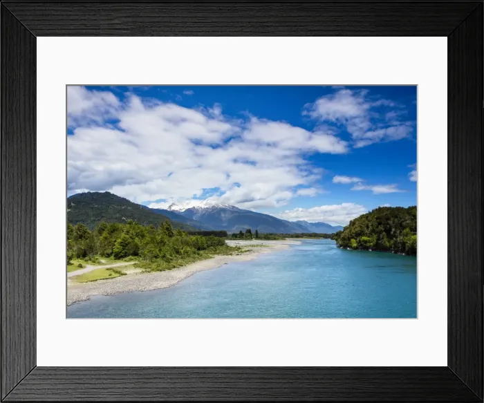 Framed Print : View of the Puelo River in Northern Patagonia, Chile, South America Framed Print : View of the Puelo River in Northern Patagonia, Chile, South America