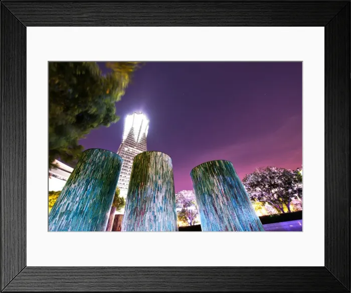 Framed Print : Decorative illuminated architectural design elements at Hangzhou Global Center, Hangzhou Framed Print : Decorative illuminated architectural design elements at Hangzhou Global Center, Hangzhou