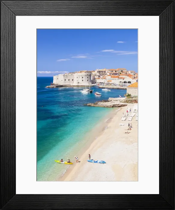Framed Print : Banje beach, Old Port and Dubrovnik Old Town, Dubrovnik, Dalmatian Coast, Croatia, Europe Framed Print : Banje beach, Old Port and Dubrovnik Old Town, Dubrovnik, Dalmatian Coast, Croatia, Europe
