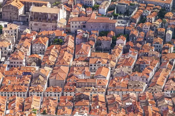 Aerial rooftop view of Dubrovnik Old Town, UNESCO World Heritage Site, Dubrovnik